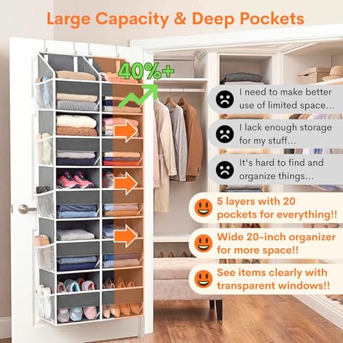 5-Tier Over Door Organizer, 10-Compartment Wide Storage Rack