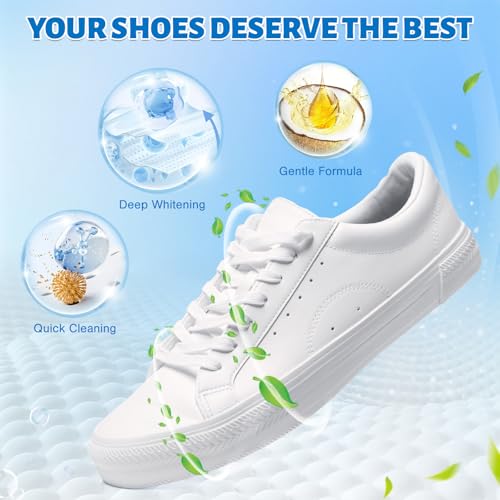 Jevvu Shoe Cleaner, Sneaker Cleaner Foam for Removing Stains and Dirt, Shoe Cleaning Kit for White Shoes