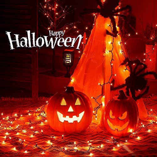 Hopolon Orange Halloween Mini Lights, 2 Pack 50 Count 13FT Green Wire