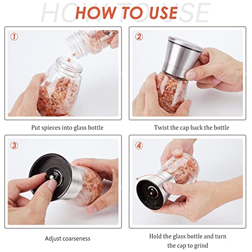 Original Stainless Steel Salt or Pepper Grinder - Top Spice Mill with Ceramic Blades, Brushed Stainless Steel and Adjustable Coarseness By Pepper Grinder （Single Package）