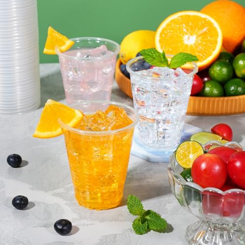SIUQ 600 Pack 9 oz Plastic Cups, Clear Disposable Cups, Hot/Cold Party Drinking Cups, PP Clear Plastic Cups Bulk for Party, Picnic, BBQ, Wedding, Travel