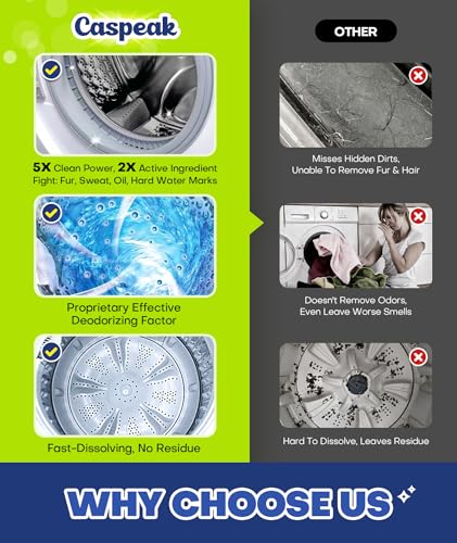2X Power Deep Cleaning Washing Machine Cleaner Tablets, No More Odor & Pet Fur Enzyme Washing Machine Cleaning Tablets, Washer Cleaner For HE Top Front Load, Septic Safe, 24 Counts/1 Year Supply