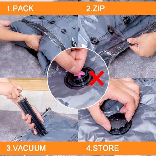 GONGSHI Vacuum Storage Bags, Space Saver Seal Bags For Clothing, Blankets, Comforters, Pillows, Clothes Storage,Travel Luggage,24 Combo-EPUMP