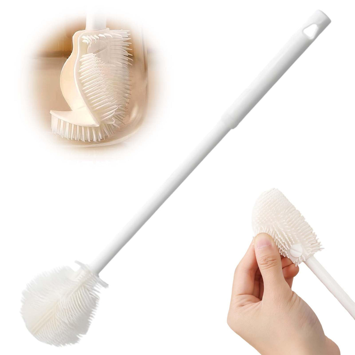 360° Flexible Silicone Bottle Brush with Long Handle, 2025 New Bottle Cleaning Brush, Deep Cleaning Brush for Narrow Neck Bottles, Water Bottles, Baby Bottles, Flasks Soft Bottle Brush (1PC)