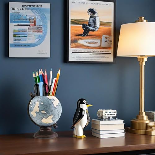 MUAMAX Globe Pen Pencil Holder for Desk Pen Organizer for Desk Desktop Organizer Pencil Cup Pot Desktop Accessories for Home Office School