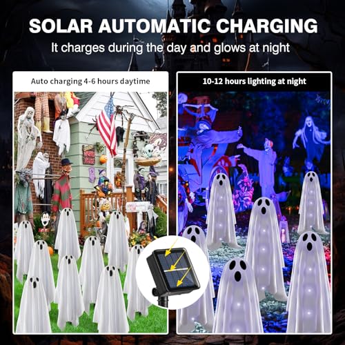 Halloween Decorations Solar Garden Lights Outdoor,6PACKS Halloween Ghost Decorations Lights with Scary Party Gifts Decor,Solar Scary Ghost Path