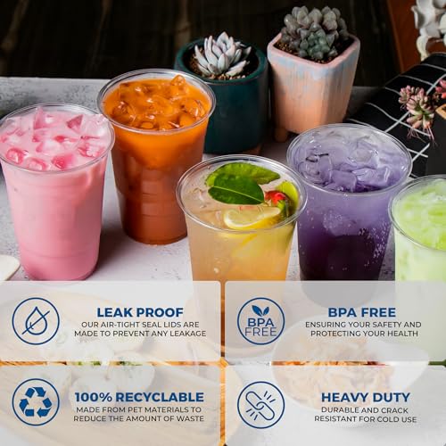 Freshware 16 oz Clear Disposable Plastic Cups, Clear Plastic Cups Tumblers, Heavy-duty Party Glasses, Disposable Cups for Thanksgiving, Halloween, Christmas Party, 16 Oz Cups, 100 Count (Pack of 1)