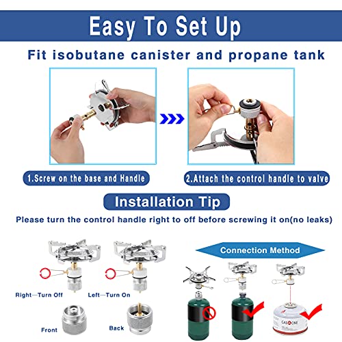 Caudblor Camping Stove with Butane Adapter - Lightweight Backpacking Stove for Hiking & Travel