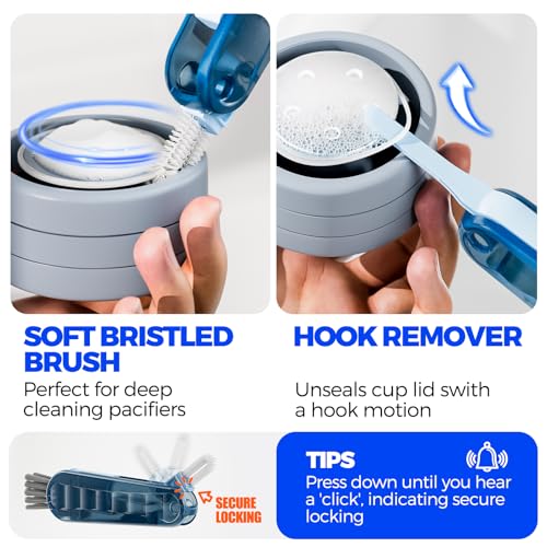 6 PACK Holikme 4 in 1 Cup Lid Cleaning Brush Set with 3 Straws, Multifunctional Bottle Brush, Silicone Cup Lid Gap Cleaner, Durable Bristle Crevice Cleaning Brush,Flat End Brushes,Navy & Black & Olive