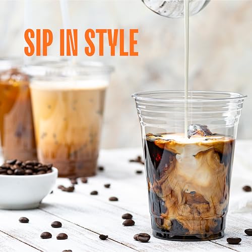 Crystal Clear Disposable Plastic Cups PET [100 Pack - 16 oz.]