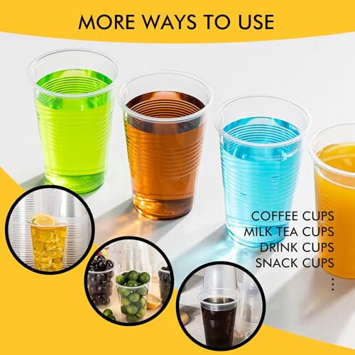 RACETOP 500 Pack 9 oz Plastic Cups, Clear Disposable Plastic Cups Bulk, Cold Drinking Party Cup, Transparent for Wedding, Thanksgiving, Christmas, Party
