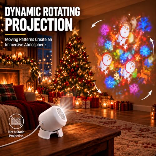 Christmas Projector Light, Dynamic Rotating USB Indoor Decor