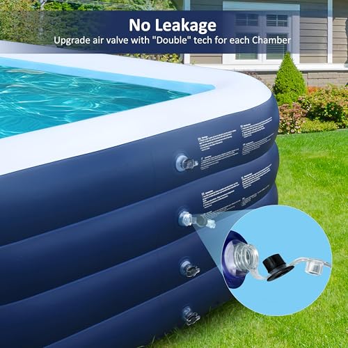 Inflatable Pool for Kids and Adults with No Collapse, 100" X 60" X 30" Deepened Swimming Pool for Toddlers, Outdoor, Garden, Backyard