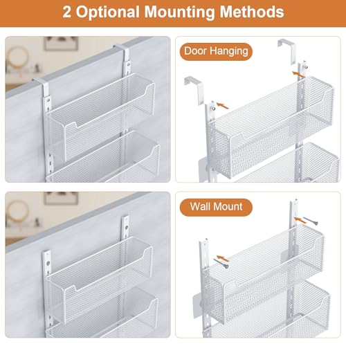 VyGrow Over The Door Organizer, Metal Door Organizer Hanging with 5 Adjustable Baskets and Coat Hook