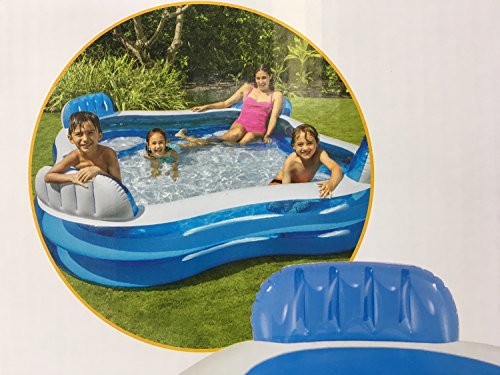 Doukedge Family Swimming Pool, Inflatable Large Swim Center with 4 Built-in Seats for Children Adults, Thick Kiddie Paddling Pool for Summer Party Supply