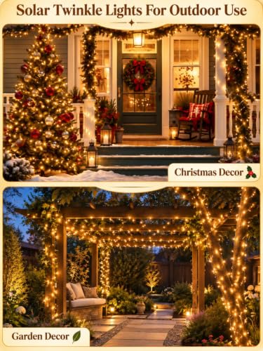 BHCLIGHT Solar String Lights Outdoor, 2 Pack 80 FT 200 LED Fairy Lights