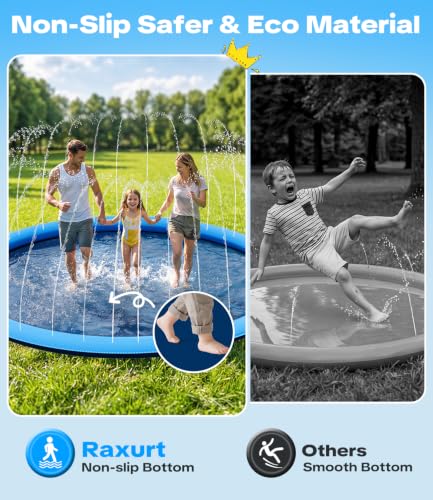 Raxurt Splash Pad for Kids and Dogs, 157'' Super Large Anti-Slip Splash Sprinkler Pad for Baby Toddler, Thicken Splash Pad Dog Pool Summer Outdoor Water Toys