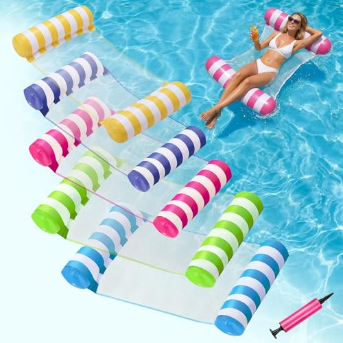 5 Pack Inflatable Pool Floats, OKSUWATER 4-in-1 Water Hammock, Pool Floats Adult Size for Swimming Pool Party Summer Lake Water Fun (5 Pack-Multicolor)