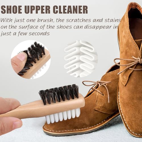 Suede Brush and Eraser, Suede Shoe Cleaner with Crepe & Brass Bristle Brush and Suede Eraser, Safe Effectively Solves Stubborn Stains on Sneaker Leather, Suede, Nubuck Care