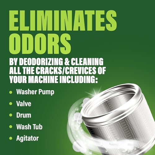 Green Gobbler Premium Washing Machine Cleaner & Deodorizer Tablets with Pipe, Drain & Hose Clean Technology | Front & Top Load Washers | 28 Count