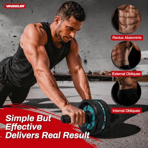 VINSGUIR Ab Roller Wheel, Abs & Core Workout Equipment for Home Gym with Knee Pad Accessories, Abdominal Wheel for Full-body Strength Training