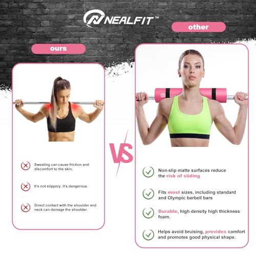NEALFIT Barbell Pad Squat Pad for Squats—Squat Bar Pad—Great for Weightlifting,Lunges and Hip Thrusts—Foam Sponge Pad—Fit Standard and Olympic Bars Perfectly