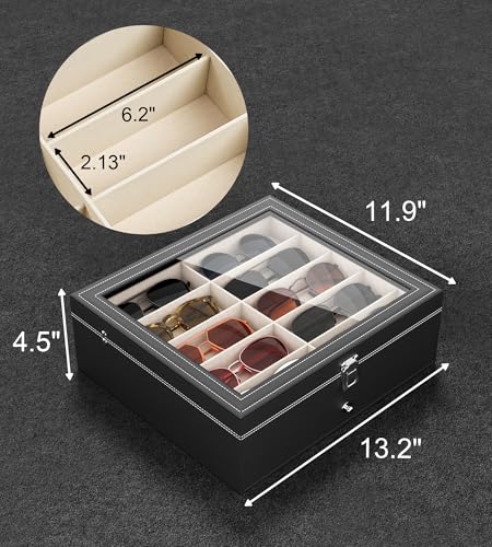 NEWLOOP 20 Slots Sunglass Organizer for Women Men Sunglasses Storage Box for Multiple Pairs of Eyeglass Holder Display Case