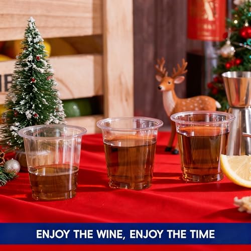 JOLLY CHEF 1000 Pack Plastic Shot Glasses, 1 oz Clear Disposable Jelly Cups Reusable Perfect for Wine Tasting, Whiskey, Food Samples, Halloween, Thanksgiving Party, Wedding, Christmas