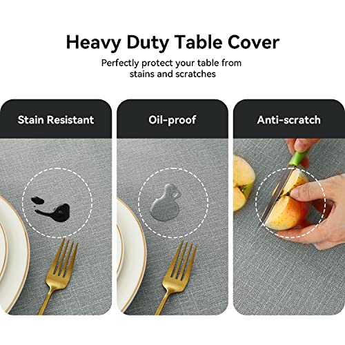 Romanstile 100% Waterproof PVC Tablecloth Rectangle, Outdoor Oil Spill Proof Stain Resistant Vinyl Table Cloth, Wipe Clean Plastic Table Covers for Kitchen/Dining/Parties - 54 x 78 Inch, Light Grey