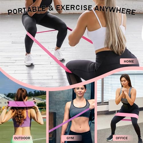 KANGFITER Long and Short Fabric Resistance Bands with Door Anchor, Non-Slip Stretch Booty Bands for Working Out Women & Men, Loop Exercise Elastic Bands for Home Physical Therapy Yoga Pilates