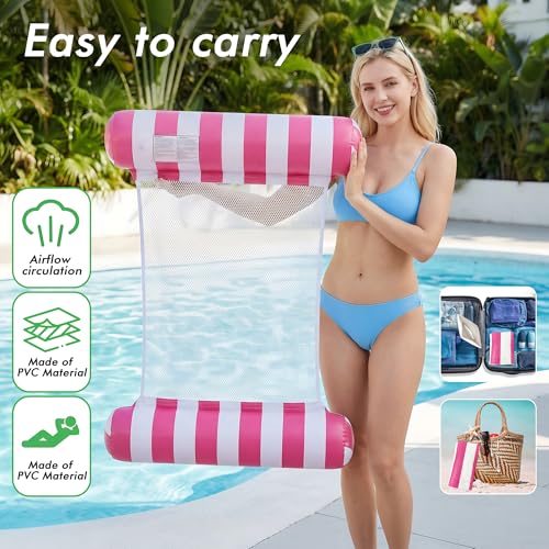 5 Pack Inflatable Pool Floats, OKSUWATER 4-in-1 Water Hammock, Pool Floats Adult Size for Swimming Pool Party Summer Lake Water Fun (5 Pack-Multicolor)