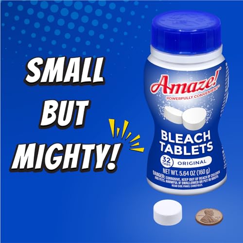 AMAZE Ultra Concentrated Bleach Tablets [32 tablets] - Original Scent - for Laundry, Toilet, and Multipurpose Home Cleaning. No Splash Liquid Bleach Alternative