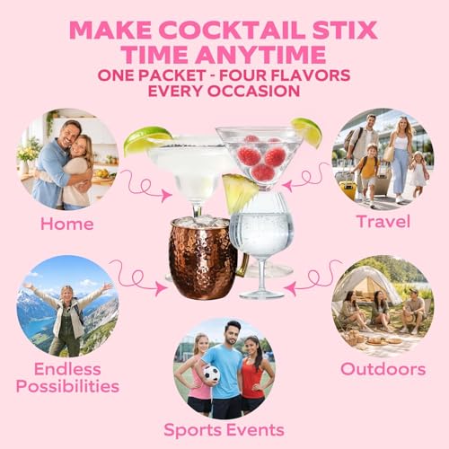 Cocktail Stix Zero Sugar Variety Pack - Cocktail & Mocktail Drink Mixer - Skinny Mixes - Water Flavoring Packets - Vegan - No Calories, No Carbs, No Sugar - Non-GMO - 20 Pack