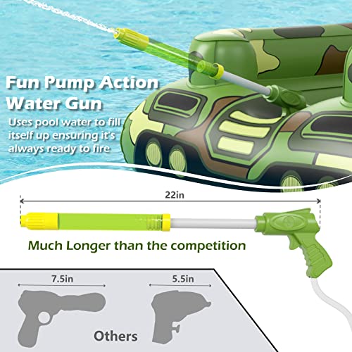 Tank Pool Floats Kids Adults - Jasonwell Inflatable Pool Floaties Swimming Pool Tank with Water Cannon Gun Swim Floaty Rafts Lake Beach Party Pool Toys for Boys Girls Toddlers Kids Adults (Green, L)
