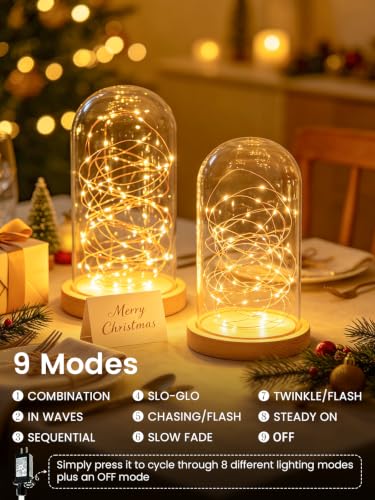2 Pack Fairy Lights Plug in 99FT 300 LED Christmas String lights Warm White