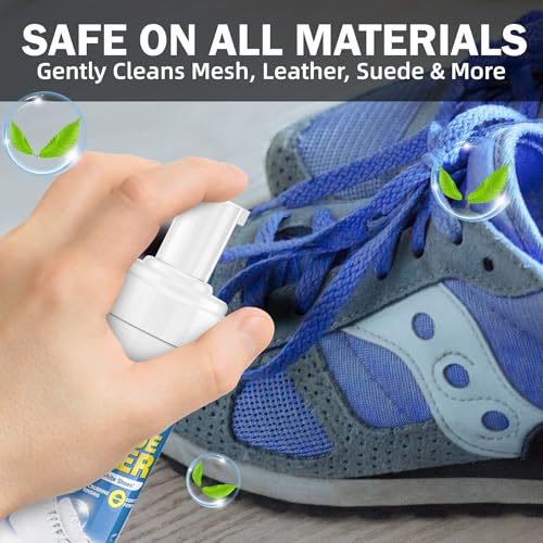 Shoe Cleaner 6.76 fl oz (200ml) – Sneaker Cleaner Foam for White Shoes, Deep Removes Stains & Dirt, Anti-Yellowing Shoe Cleaning Kit with Brush & Towel for Leather, Canvas, Knit, Rubber & More