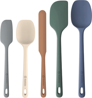 5 Pieces Silicone Spatula Set, Food Grade Rubber Spatula, Strong Handle with Ergonomic Grip, Heat Resistant Up to 600°F for Nonstick Cookware, Cooking