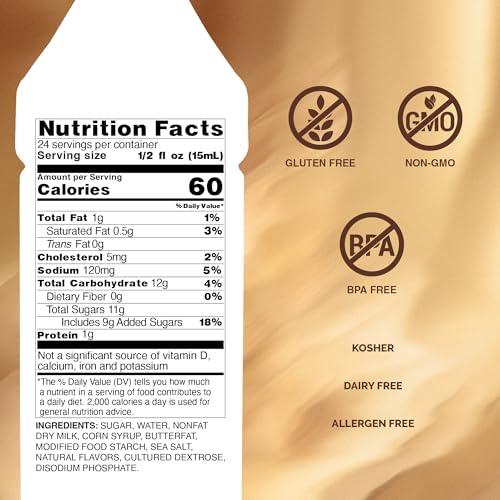Monin - Sea Salt Caramel Toffee, Rich & Buttery Flavor with Creamy Caramel Notes, Great for Coffee, Milkshakes, & Dessert Cocktails (12 oz)