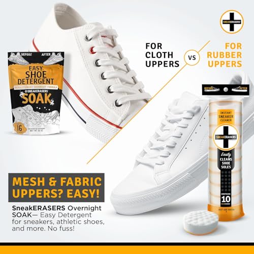 SneakERASERS Instant Sneaker Cleaner, Premium Shoe Cleaning Kit for Sneakers, Dual-Sided Sponges, Effective for Tennis Shoes & Women Men Sneakers, Gentle Rub Design (10 Pack)