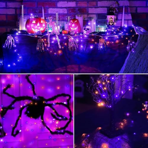 Joomer Orange Purple Halloween Solar String Lights,2 Pack Total 80FT 240LED