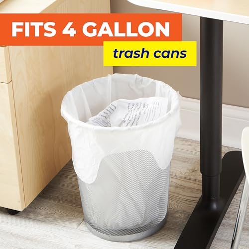Hefty Essentials Flap Tie 4 Gallon Trash Bags, 52 Count, Small Scented Trash Bags for Bathrooms, Bedrooms, Dorm Rooms, Home Offices, and More, Fresh Linen Scent, White