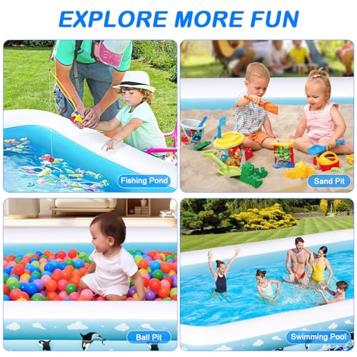 Inflatable Pool 145" x 74" x 22" Large Swimming Pool for Adults & Kids, Oversized Blow Up Pool for Family, Durable Thickened Backyard Kiddie Pool for Outdoor, Garden