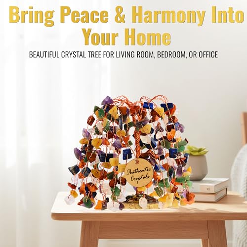 ANAYA AGATE 7 Chakra Tree of Life Feng Shui Crystal Tree for Home Décor, Wealth, Luck & Protection, Spiritual Reiki Healing Bonsai for Positive Energy Gift, Meditation & Manifestation Decor