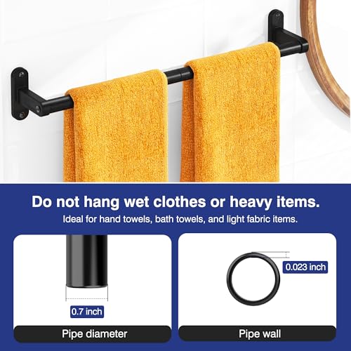 Matte Black Towel Rack for Bathroom - 24" Rustproof Towel Holder, Sturdy Towel Bar Wall Mounted, Space-Saving Towel Hanger, Bathroom Accessories, Home Decor, Apparment Essentials
