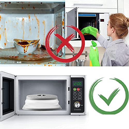 Microwave Splatter Cover Collapsible Microwave Cover for Food, Easy Grip Fruit Drainer BPA-Free Dishwasher Safe 10.5 inch,Grey