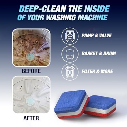 Washing Machine Cleaner Tablets 28 Pack for HE Top Load - Eco Friendly Washer Machine Cleaning Tablets - 3 Layers Septic Safe Wash Machine Full Deodorizer Descaler Protector - 1 Plus Year Supply