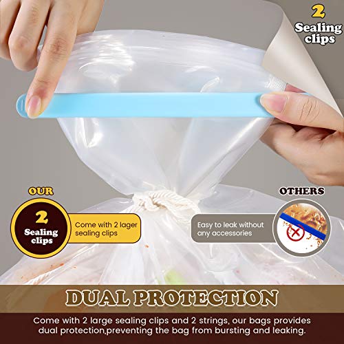 Brining Bag, 26"×22", 2 Pack, Extra Large Turkey Brine Bag with 2 Strings and 2 Larger Clips, Thickened materials, Double Track Zippers Brine Bags, Brining Bags for Turkey, Ham, Beef, Marinade