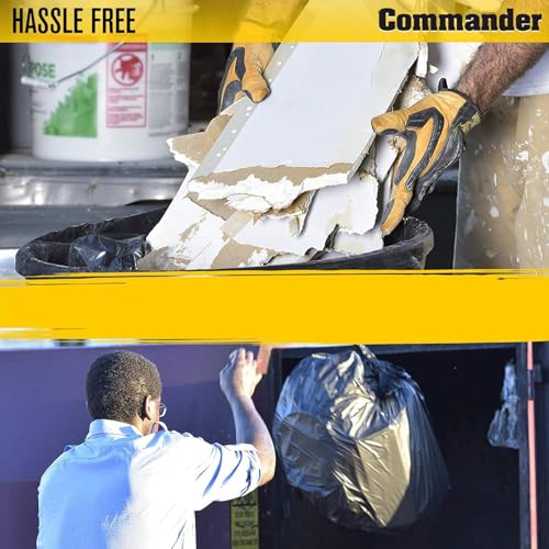 Commander 55 Gallon 3 MIL (eq) Heavy Duty Contractor Bags with Flap Ties - 36" x 56" with flaps - Pack of 10 - For Contractor, Industrial, & Outdoor