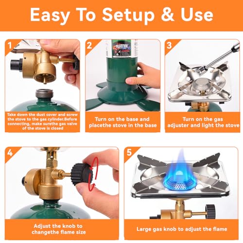 KOMAN Camping Propane Stove,Portable Camping Stove, Backpacking Stove Propane Camping Stove,10000BTU Single Burner Propane Stove for Outdoor Cooking,Fuel by 16 Oz Propane Cylinder (Fuel not Included)