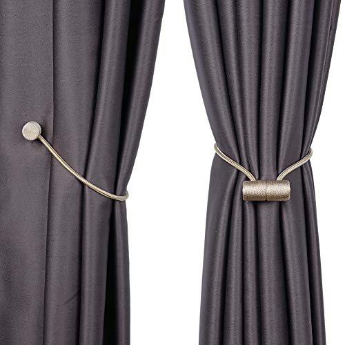 2pcs Magnetic Curtain Tiebacks, Strong Magnetic Window Curtain Tiebacks Decorative Rope Holdbacks Drapery Curtain Tie Backs for Window Draperies Hold Curtains Drape Ties Backs (Beige, 2 Pack)